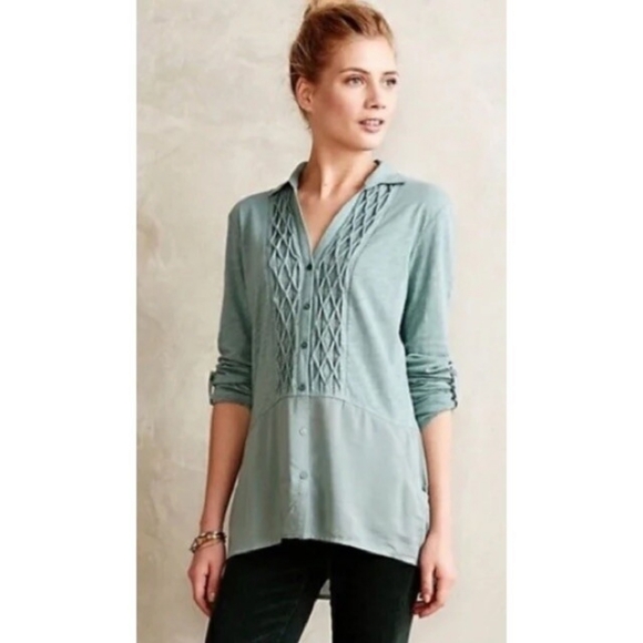 Meadow Rue Tops - Anthropologie Meadow Rue Sage Green Reha Tab Sleeve Tunic Top